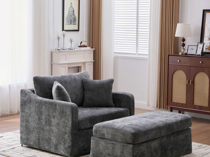Accent Chair With Ottoman, Includes 2 Bolster Pillows