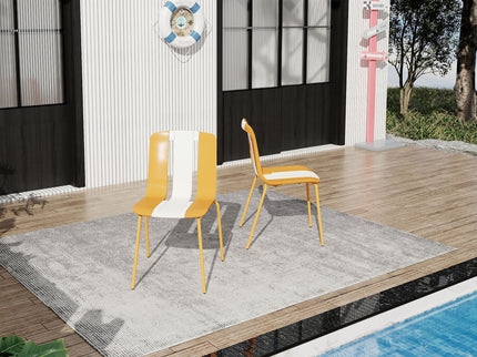 Modern Striped Blocking Single Chairs (Set of 4)