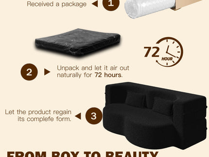 Modern Floor Sofa With 2 Pillows, Twin Size For Living Room