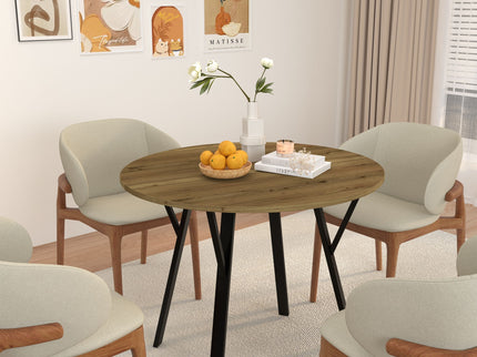 Round Dining Table, For 2 - 4 People - Rustic Brown