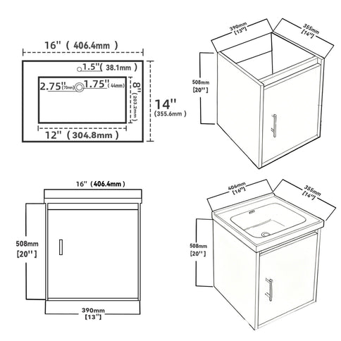 20" Floating Bathroom Vanity Combo With Wall Cabinet, Ceramic Sink & Soft Close Doors - White