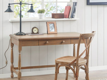 Tabitha - Desk With Drawer And Turned Legs - Natural