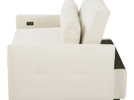 Pull-Out 2 Seat Modern Sleeper Sofa With 2 Throw Pillows And USB Ports