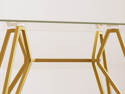 Modern Glass Dining Table With Metal Legs