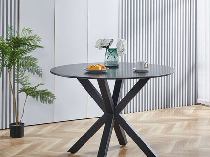 Table Mid-Century Dining Table For 4 - 6 People With Round Table Top, Pedestal Dining Table, End Table Leisure Coffee Table, Cross Leg