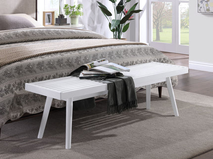 Larwich - Solid Wood Slatted Bench - White