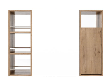 Wall Mounted Bathroom Mirror Cabinet, Adjustable Shelves Storage Cabinet - Imitative Oak