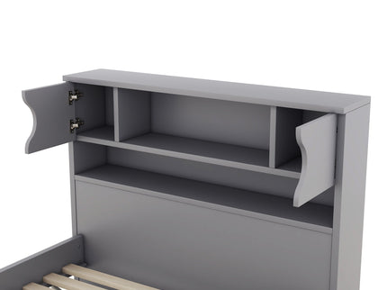 Captain Platform Bed Frame With Storage Bookcases, Shelves, And 4 Drawers