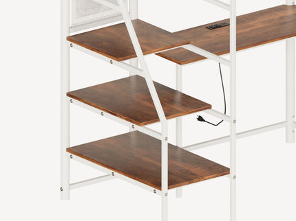 Metal Loft Bed With Built - In Charging Station And LED Light