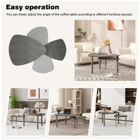 360 Degree Rotatable Coffee Table With Solid Legs