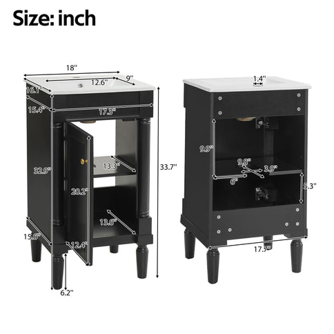 French Style Bathroom Cabinet With Sink, Adjustable Shelf