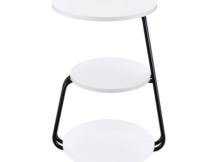 Dixon - 3 Tier Round Accent Side Table With Slim Legs - White / Black