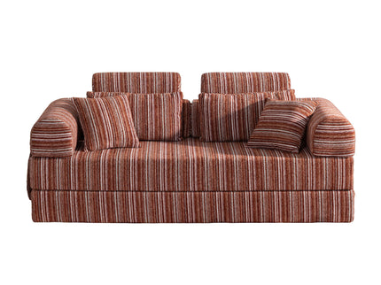 Convertible Sleeper Sofa Bed With High Density Compressed Sponge For Living Room - Red Striped
