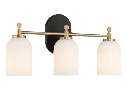Meadows - 3 Lights Vanity Brush Bathroom Wall Light For Bathroom Over Mirror - Black / Gold / White