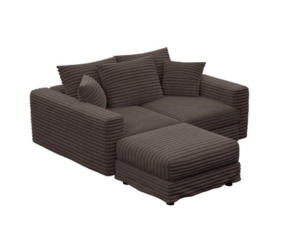 Deep Seat Convertible Sofa With Soft Pillows And Ottomans