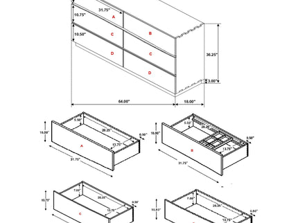 Beverly - 6 Drawer Dresser - Walnut