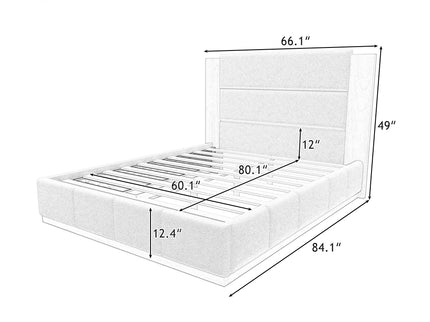 Modern Upholstered Platform Bed With Extended Headboard