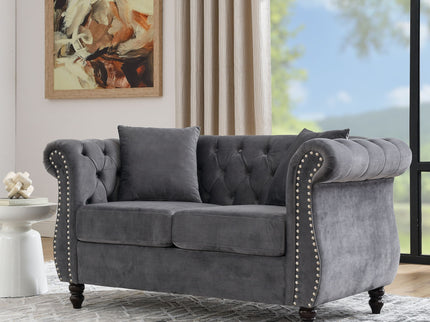 Chesterfield Sofa With Rolled Arms And Nailhead Trim