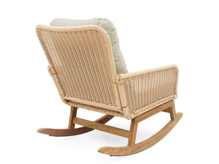 Contemporary Minimalist Wicker Rocking Chair With Soft Cushions