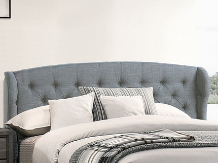 Queen Size Bed With Adjustable Button Tufted Headboard - Gray