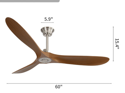 Outdoor Ceiling Fan No Light With 3 Blades Smart App Control - Brushed Nickel