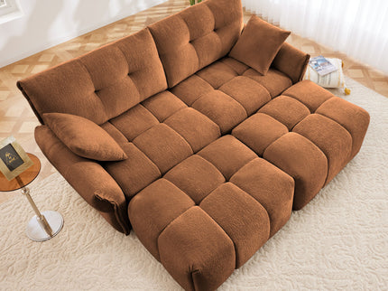 Sofa Set With Ottoman And Pillows, Textured, High Resilience Cushions