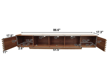 TV Stand, Entertainment Center With Cable Management And Soft Closing Hinges - Walnut