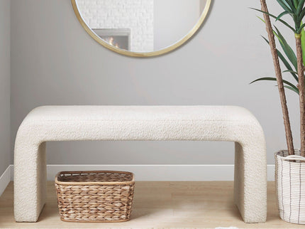 Modern Contemporary Boucle Waterfall Bench