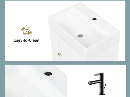 Modern Bathroom Vanity With Sink, Diamond Pattern Doors