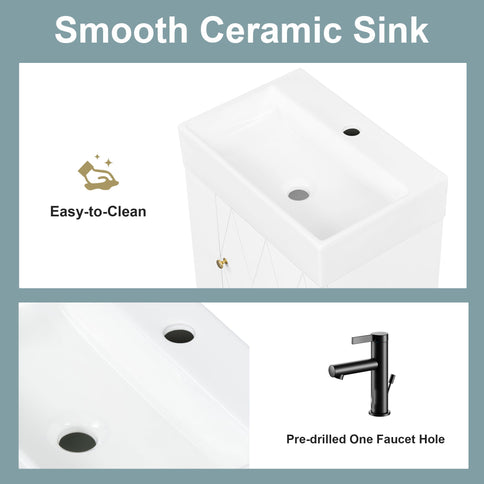 Modern Bathroom Vanity With Sink, Diamond Pattern Doors