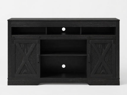 Farmhouse TV Stand With Sliding Barn Doors & Adjustable Storage
