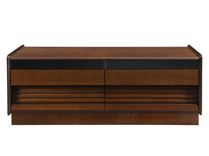 Modern Rectangle Coffee Table With 4 Drawers And 2 Display Shelves