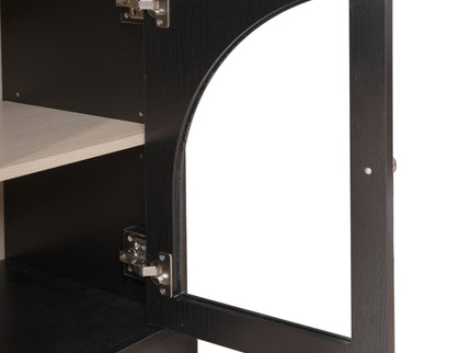 Sideboard Cabinet With 1 Drawer And 2 Arched Doors With Adjustable Shelves For Entryway - Black