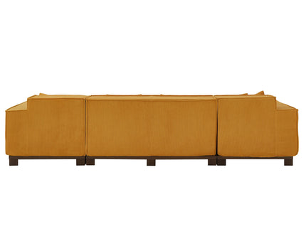 U-Shaped Sectional Sofa With RGB LED Light Strip And 6 Pillows