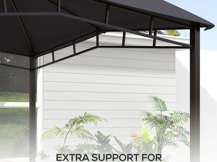 Outsunny - 10' x 10' Soft Top Patio Gazebo Outdoor Canopy With Unique Geometric Design Roof, All-Weather Steel Frame - Gray