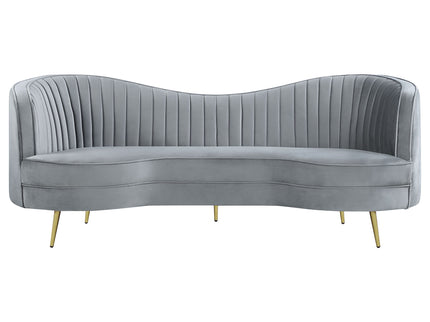 Reigha - Upholstered Sofa Lounge Furniture With Channel Tufted Backrest - Gray