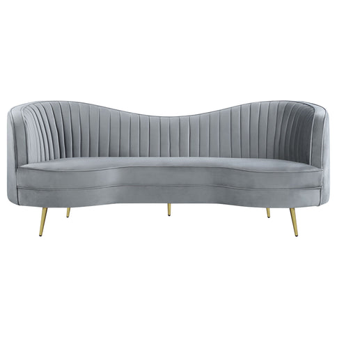 Reigha - Upholstered Sofa Lounge Furniture With Channel Tufted Backrest - Gray