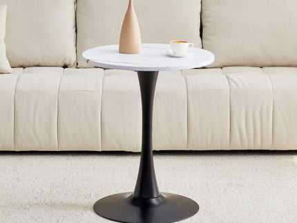 Round Dining Table With Thickened Engineered Wood Top And Metal Pedestal, 23.6" Diameter For Kitchen, Living Room, Small Spaces