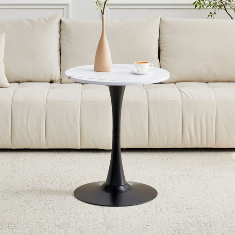 Round Dining Table With Thickened Engineered Wood Top And Metal Pedestal, 23.6" Diameter For Kitchen, Living Room, Small Spaces