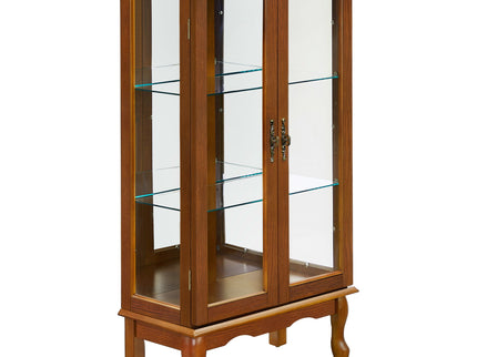 Curio Cabinet Lighted Curio Diapaly Cabinet With Adjustable Shelves And Mirrored Back Panel, Tempered Glass Doors (3 Tier), (E26 Light Bulb Not Included)