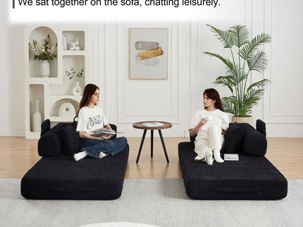 Convertible Sleeper Sofa Bed With Cylindrical Pillow