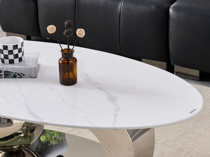 Oval Coffee Table With Geometric Precision