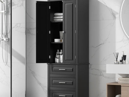 Tall Storage Cabinet With 3 Drawers For Bathroom