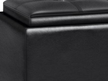 Avalon - Tray Storage Ottoman With Lift Up Lids - Midnight Black