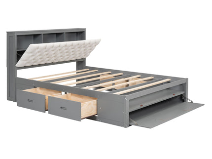 Platform Bed With Storage Headboard, Shoe Rack And 4 Drawers