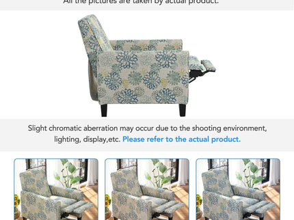 Upholstered Push Back Recliner Chair For Living Room - Blue