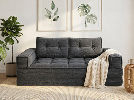 2 Seater Modular Corduroy Sofa With Chaise Lounge For Living Room
