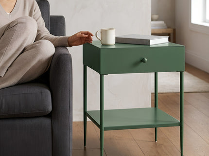 Colette - 1 Drawer Nightstand With Bottom Shelf - Green