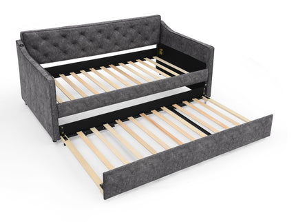 Daybed With Pop Up Trundle And USB Charging Armrest