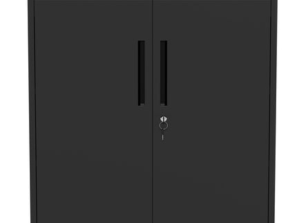 Heavy Duty Storage Cabinet With Lock, 2 Door File Cabinet With 2 Adjustable Shelves - Black